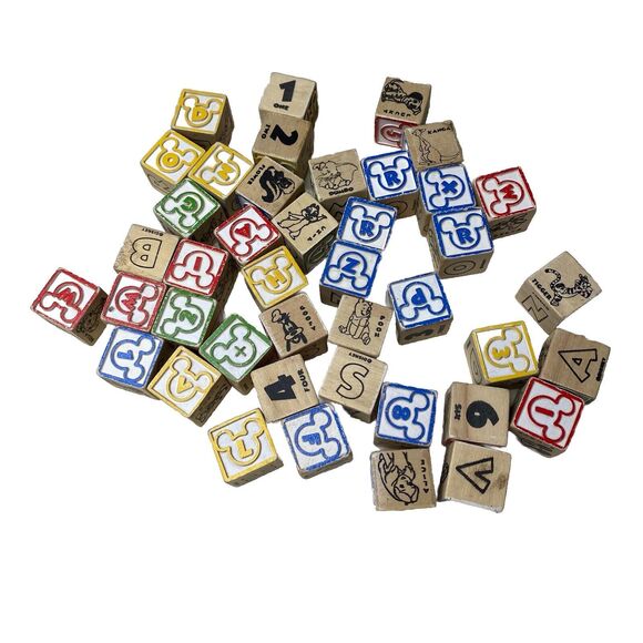 MICKEY MOUSE DISNEY 43 Pieces Wood Wooden ABC Alphabet Blocks - Picture 6 of 6